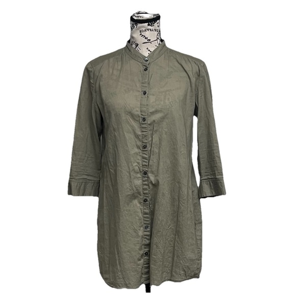 Esprit De Corp Army Green Tunic Mini Dress Sheer Utility Gorpcore Granola Girl 6 - Picture 1 of 9